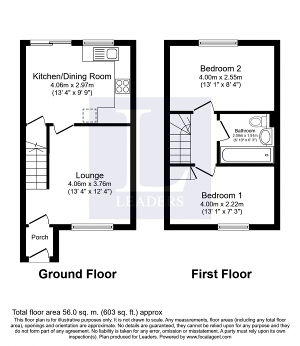 Floor Plan Image for 2 Bedroom Terraced House to Rent in Redwood Grove, Havant