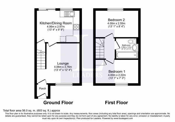 Floor Plan Image for 2 Bedroom Terraced House to Rent in Redwood Grove, Havant