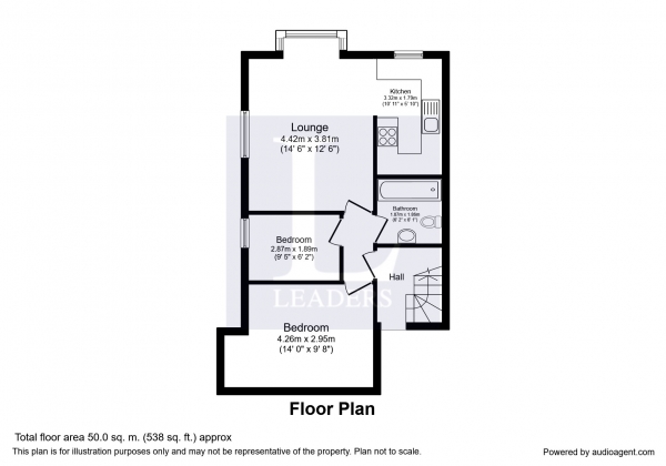 Floor Plan Image for 2 Bedroom Flat to Rent in The Square, Wickham