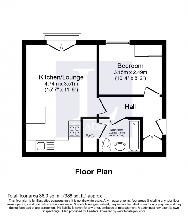 Floor Plan Image for 1 Bedroom Flat to Rent in Regent House, Cheltenham Gardens, Southampton