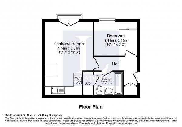 Floor Plan Image for 1 Bedroom Flat to Rent in Regent House, Cheltenham Gardens, Southampton