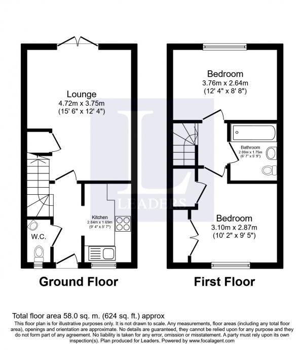 Floor Plan Image for 2 Bedroom Terraced House to Rent in Caer Peris View, Fareham