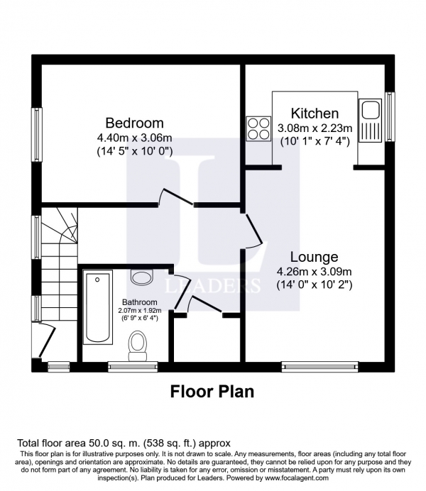 Floor Plan Image for 1 Bedroom Flat to Rent in Riches Mews, Derlyn Road, Fareham