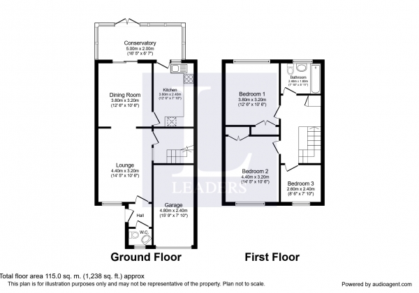 Floor Plan Image for 3 Bedroom Semi-Detached House to Rent in Furneaux Gardens, Fareham