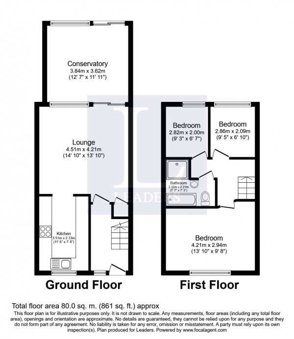 Floor Plan Image for 3 Bedroom Terraced House to Rent in Valentine Close, Fareham