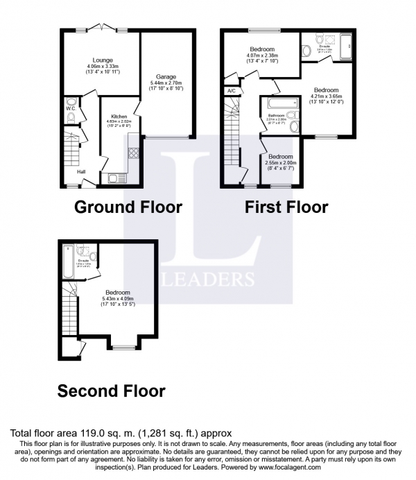 Floor Plan Image for 4 Bedroom Detached House to Rent in Redlands Lane, Fareham