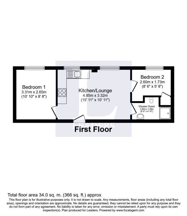 Floor Plan Image for 2 Bedroom Flat to Rent in South Street, Gosport