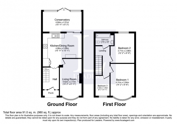 Floor Plan Image for 3 Bedroom Terraced House to Rent in Hill Park Road, Gosport