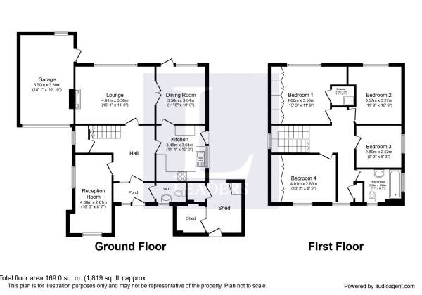 Floor Plan Image for 4 Bedroom Detached House to Rent in Kennedy Crescent, Alverstoke, Gosport