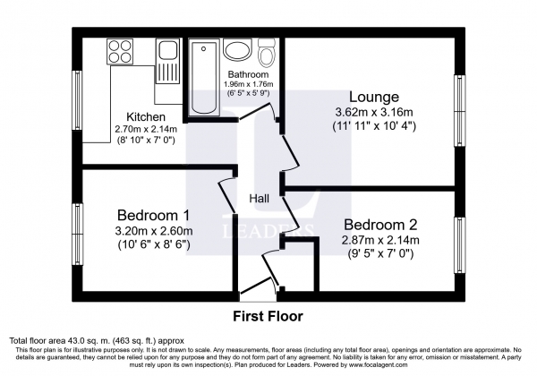 Floor Plan Image for 2 Bedroom Flat to Rent in Gordon Road, Gosport