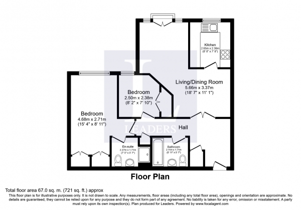 Floor Plan Image for 2 Bedroom Apartment to Rent in Worcester Court, Worcester Road, Sutton