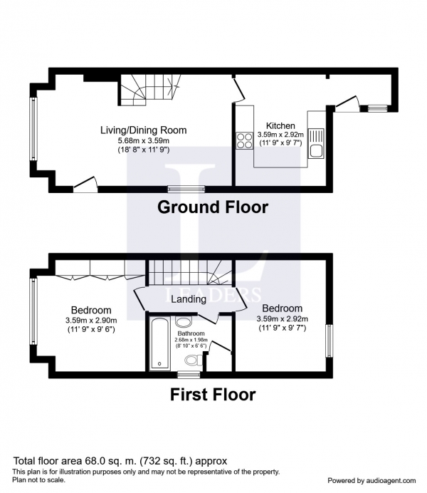 Floor Plan Image for 2 Bedroom Semi-Detached House to Rent in Vicarage Road, Sutton