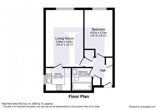 Floor Plan Image for 1 Bedroom Flat to Rent in Juniper Court, Sutton
