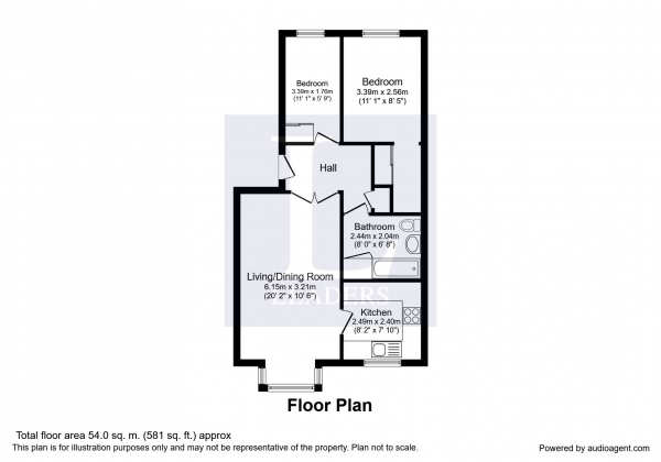 Floor Plan Image for 2 Bedroom Flat to Rent in Foxglove Way, Wallington