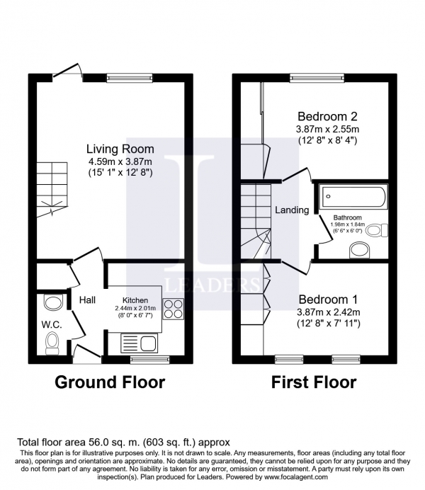 Floor Plan Image for 2 Bedroom Terraced House to Rent in Aldrich Gardens, Cheam, Sutton