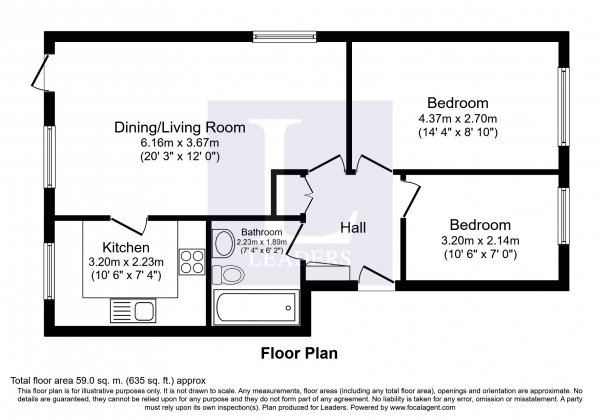 Floor Plan Image for 2 Bedroom Flat to Rent in Hove Gardens, Sutton, Surrey