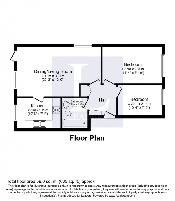 Floor Plan Image for 2 Bedroom Flat to Rent in Hove Gardens, Sutton, Surrey