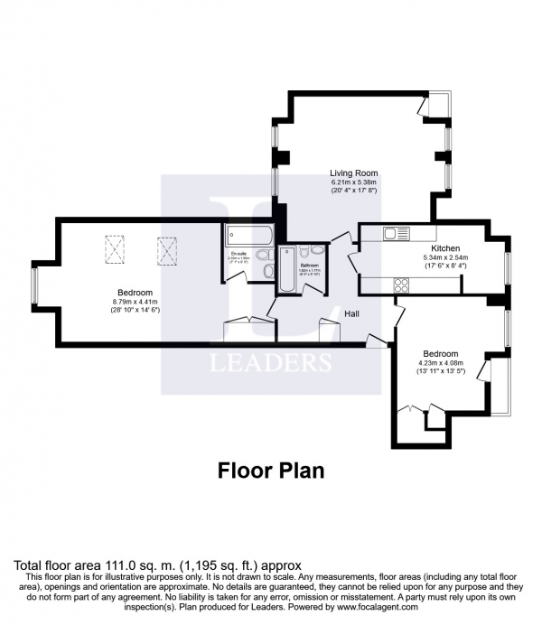 Floor Plan Image for 2 Bedroom Flat to Rent in Ashdown Court, Cedar Road, Sutton