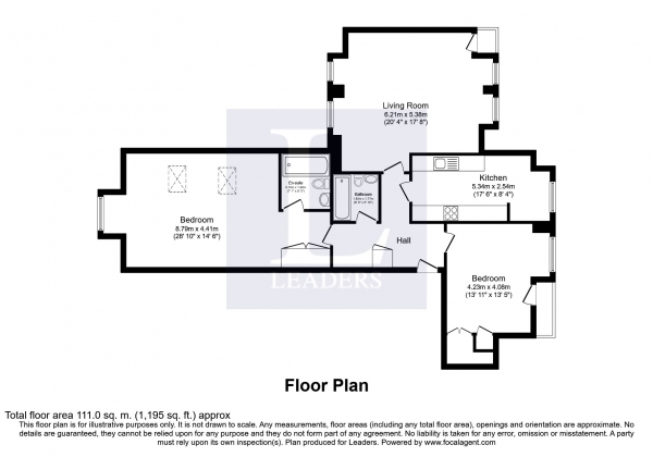 Floor Plan Image for 2 Bedroom Flat to Rent in Ashdown Court, Cedar Road, Sutton