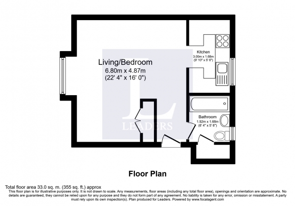 Floor Plan Image for Studio to Rent in Swift Court, Westmoreland Drive, Sutton