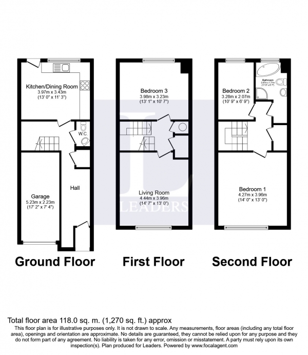 Floor Plan Image for 3 Bedroom Property to Rent in Alexandra Road, Croydon