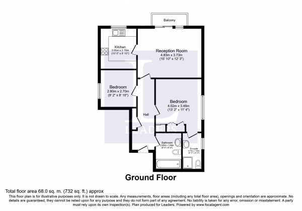 Floor Plan Image for 2 Bedroom Flat to Rent in Campion Close, Croydon