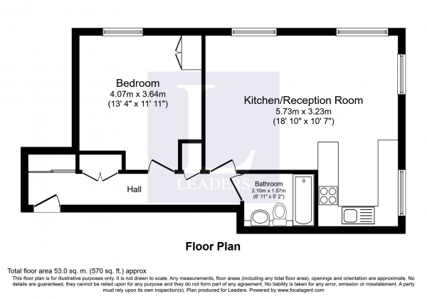 Floor Plan Image for 1 Bedroom Flat to Rent in Lion Head Court, 17 St. Andrews Road