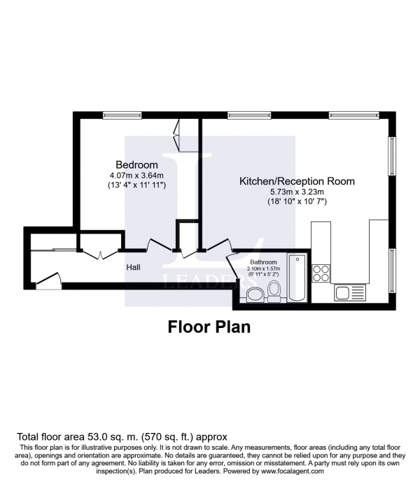 Floor Plan Image for 1 Bedroom Flat to Rent in Lion Head Court, 17 St. Andrews Road