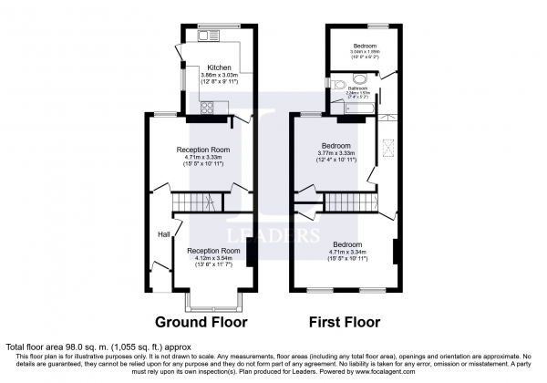 Floor Plan Image for 3 Bedroom Terraced House to Rent in Tunstall Road, Croydon