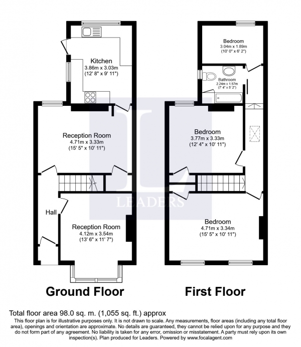 Floor Plan Image for 3 Bedroom Terraced House to Rent in Tunstall Road, Croydon