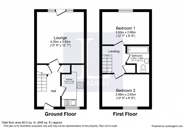 Floor Plan Image for 2 Bedroom Property to Rent in Warrenne Way, Reigate