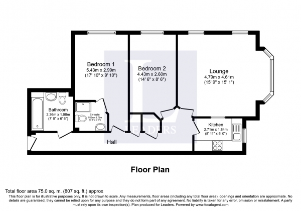 Floor Plan Image for 2 Bedroom Apartment to Rent in Kingswood Grange, Lower Kingswood