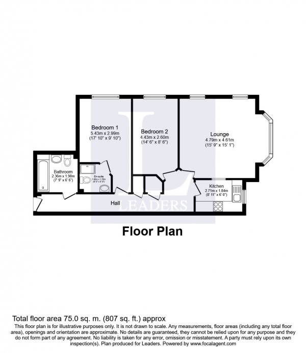 Floor Plan Image for 2 Bedroom Apartment to Rent in Kingswood Grange, Lower Kingswood