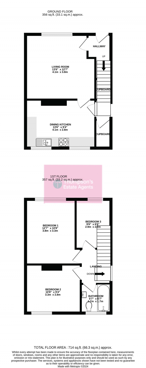 Floor Plan Image for 3 Bedroom End of Terrace House for Sale in Woodstock Road, Broadheath