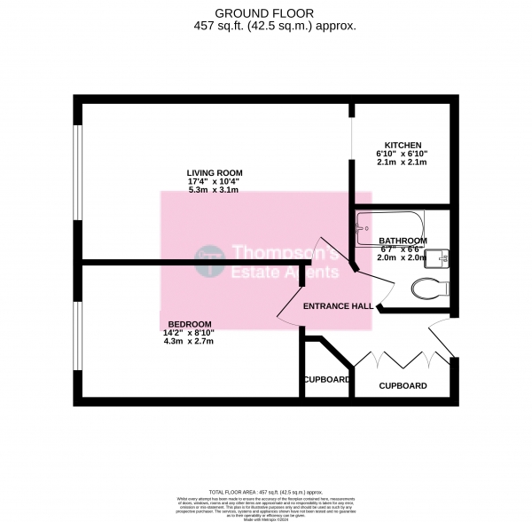 Floor Plan for 1 Bedroom Retirement Property for Sale in 203 Brooklands Road, Sale, M33, 3PJ -  &pound95,000