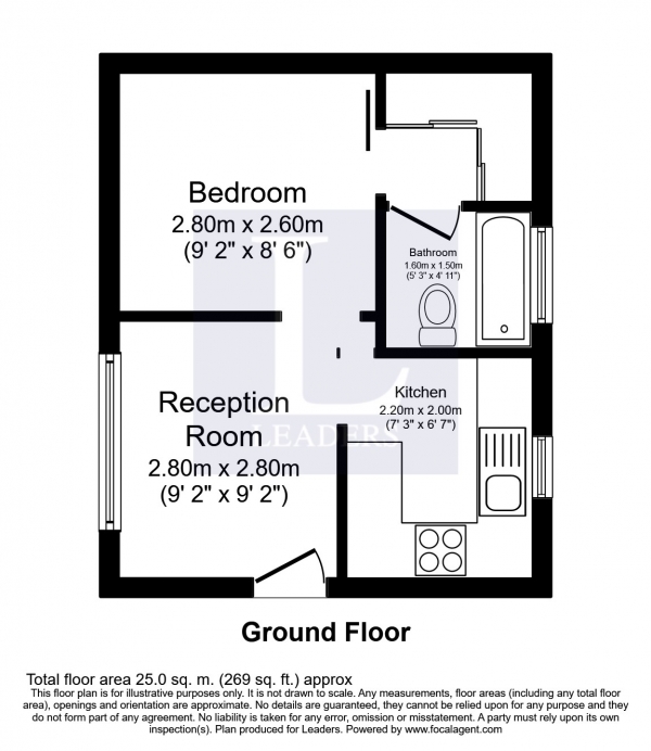 Floor Plan for 1 Bedroom Flat to Rent in Elm Park, Elmbridge Road, Cranleigh, GU6, 8UG - £138 pw | £600 pcm