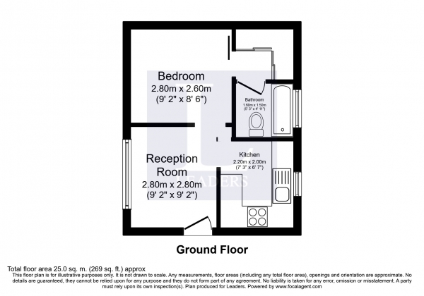 Floor Plan for 1 Bedroom Flat to Rent in Elm Park, Elmbridge Road, Cranleigh, GU6, 8UG - £138 pw | £600 pcm