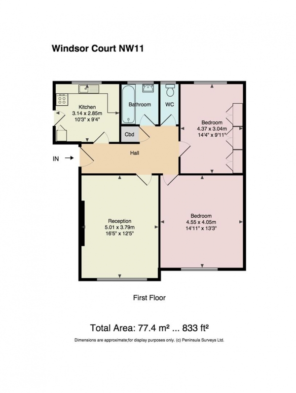 Floor Plan Image for 2 Bedroom Flat for Sale in Windsor Court, NW11