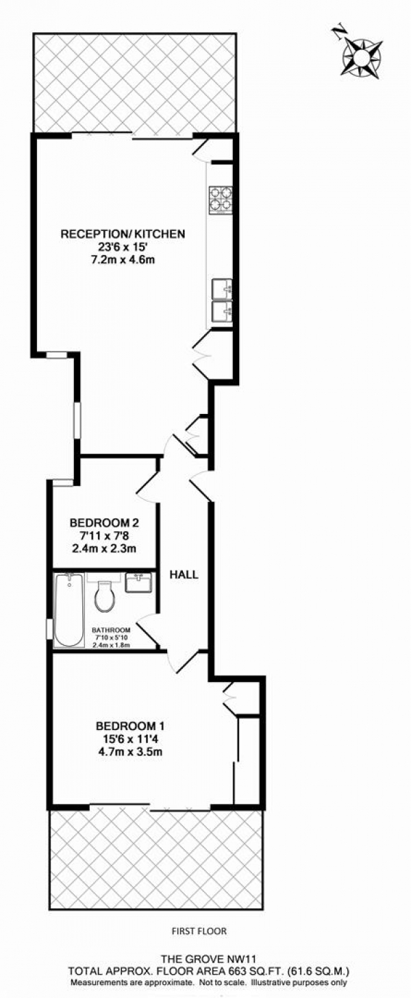 Floor Plan Image for 2 Bedroom Flat for Sale in The Grove, NW11