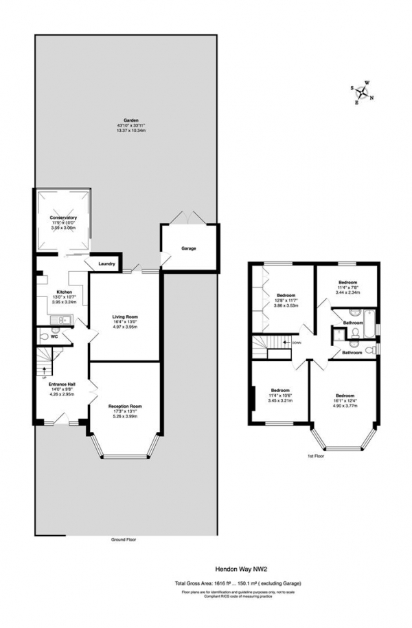 Floor Plan Image for 4 Bedroom Property for Sale in Hendon Way, NW2