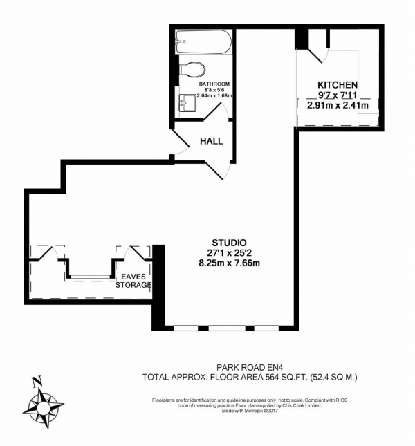 Floor Plan Image for Studio Flat for Sale in Park Road, EN4