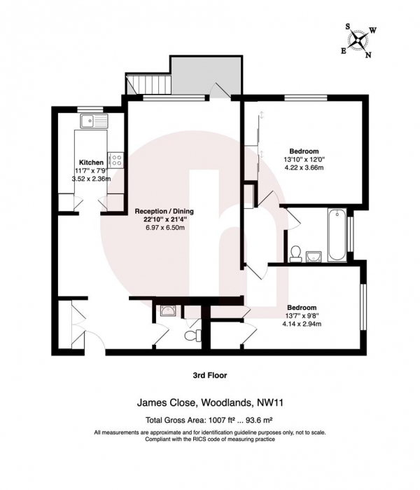 Floor Plan Image for 2 Bedroom Flat for Sale in James Close, NW11