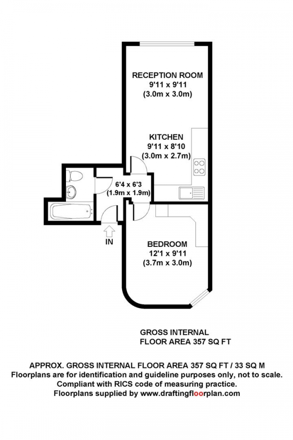 Floor Plan Image for 1 Bedroom Flat for Sale in Golders Green Crescent, NW11