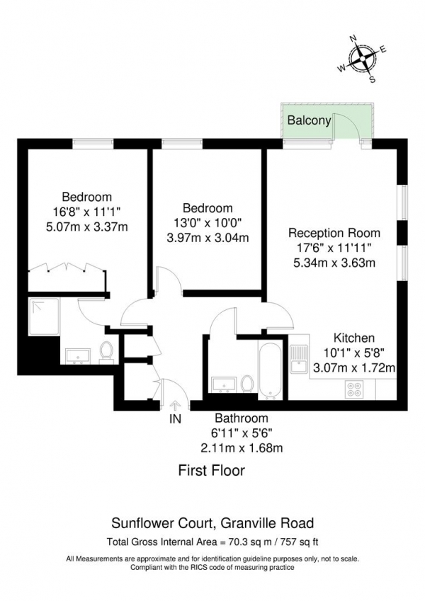 Floor Plan Image for 2 Bedroom Flat for Sale in Granville Road, London