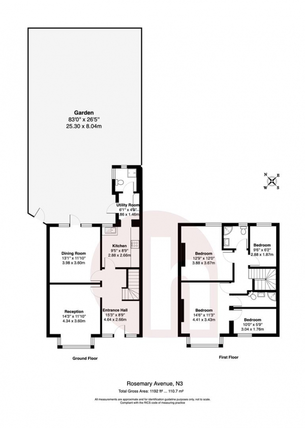 Floor Plan Image for 3 Bedroom Property for Sale in Rosemary Avenue, London