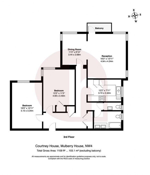 Floor Plan Image for 2 Bedroom Flat for Sale in Mulberry Close, London