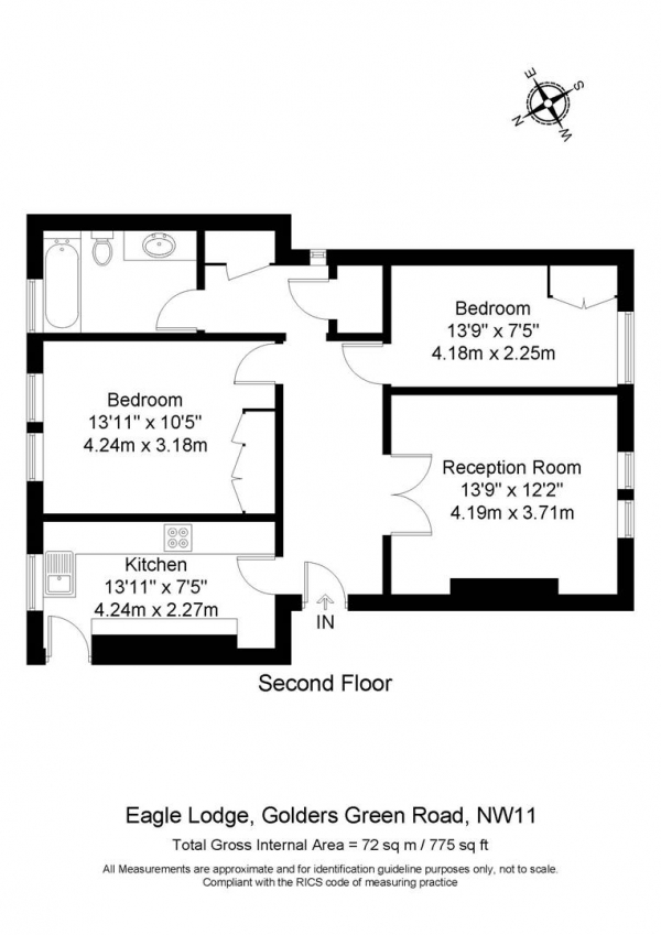 Floor Plan for 2 Bedroom Flat for Sale in Eagle Lodge, NW11, NW11, 8BD - Guide Price &pound550,000