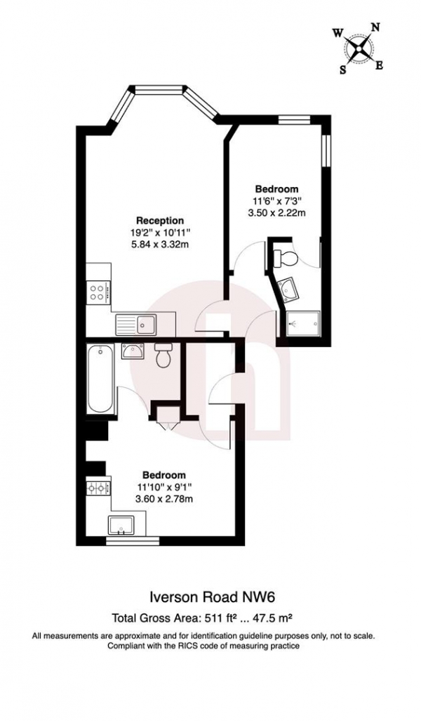 Floor Plan Image for Studio Flat for Sale in Iverson Road, London