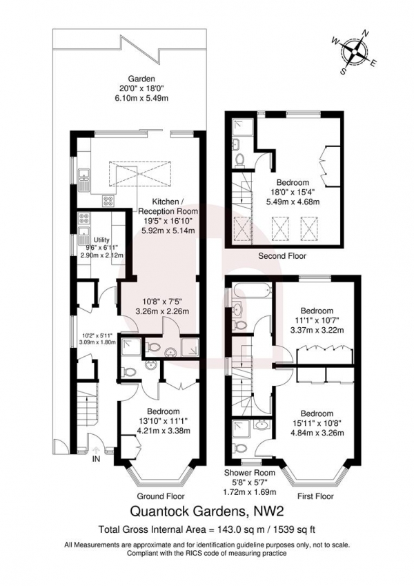 Floor Plan Image for 4 Bedroom Property for Sale in Quantock Gardens, London