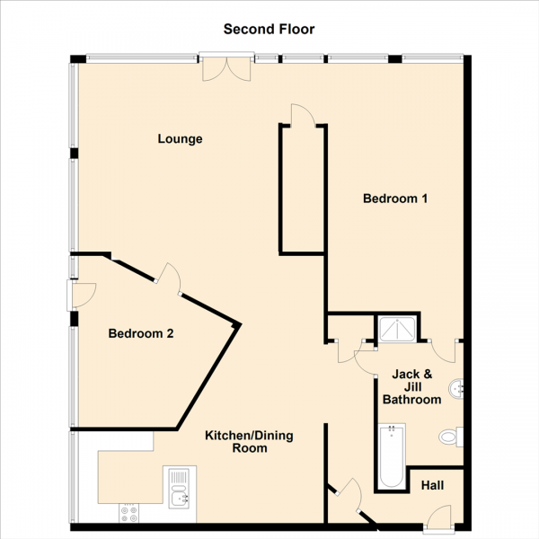 Floor Plan Image for 2 Bedroom Apartment for Sale in Duke Street, North Shields